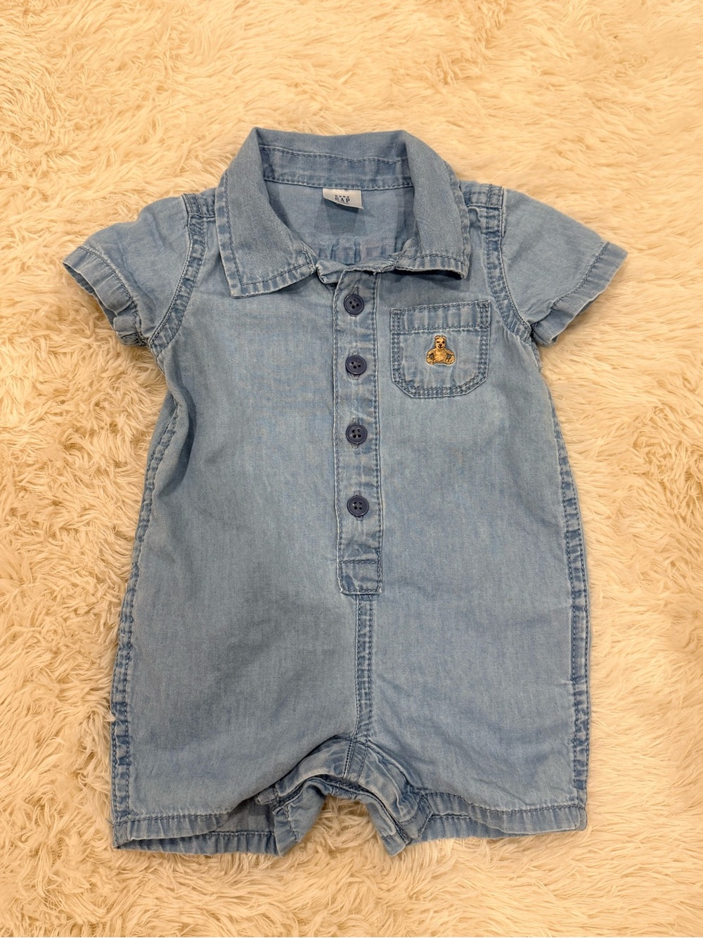Gap Light Blue Denim Short Romper - Kids Bottoms